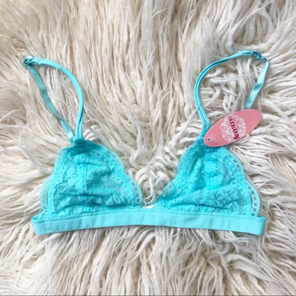 wildarrow Other - Wild Neon Turquoise Lace Triangle Bralette M/L